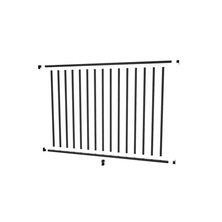PEAK Aquatine 1/2 in. x 72 in. x 4 ft. Black Aluminum Pool Fence Rail and Picket Kit