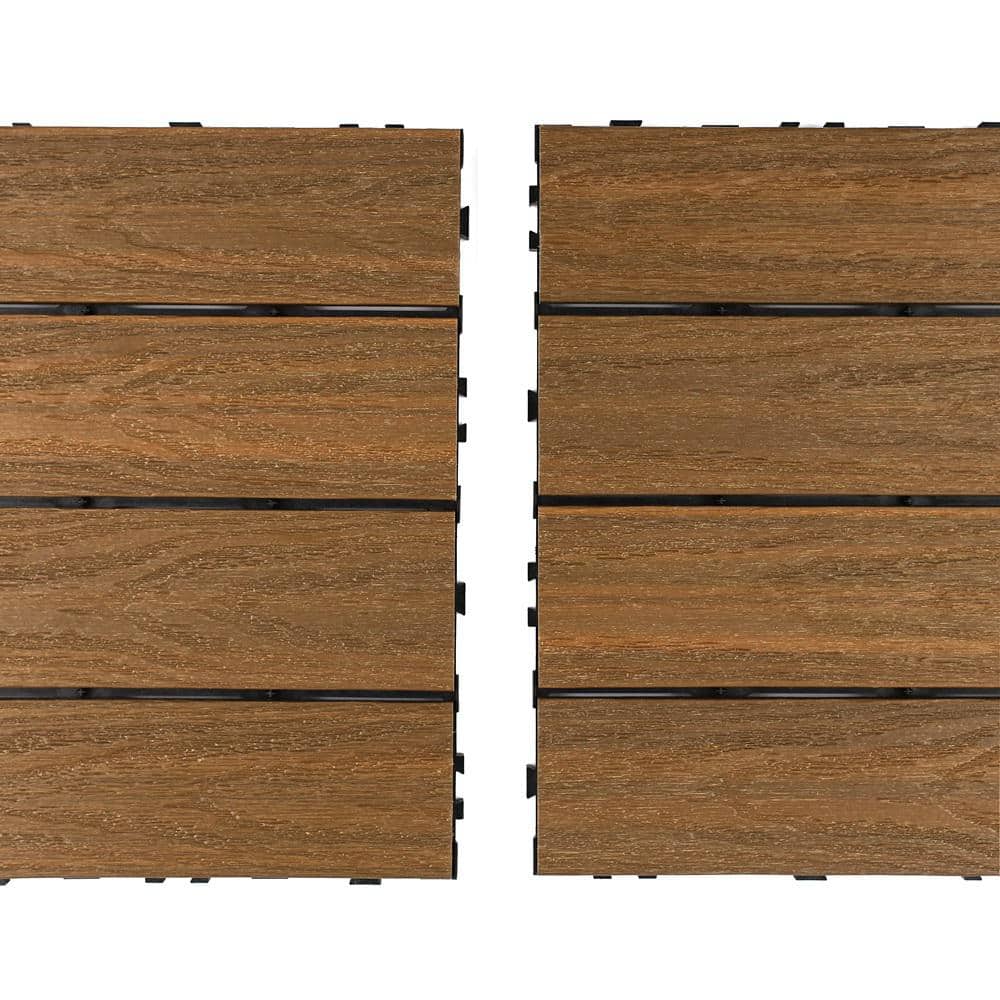 NewTechWood UltraShield Naturale 2 ft. x 1 ft. Quick Deck Outdoor Composite Deck Tile in Peruvian Teak (20 sq. ft. Per Box)