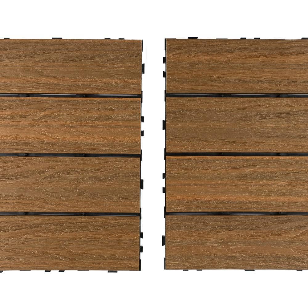 NewTechWood UltraShield Naturale 1 ft. x 3 ft. Quick Deck Outdoor Composite Deck Tile in Peruvian Teak (15 sq. ft. Per Box)