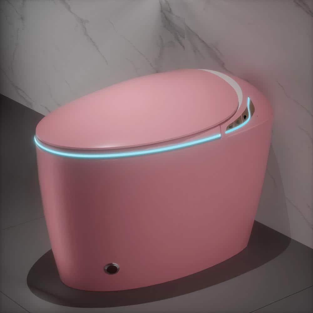 JimsMaison Elongated Bidet Toilet 1.28 GPF Pink with Automatic Features