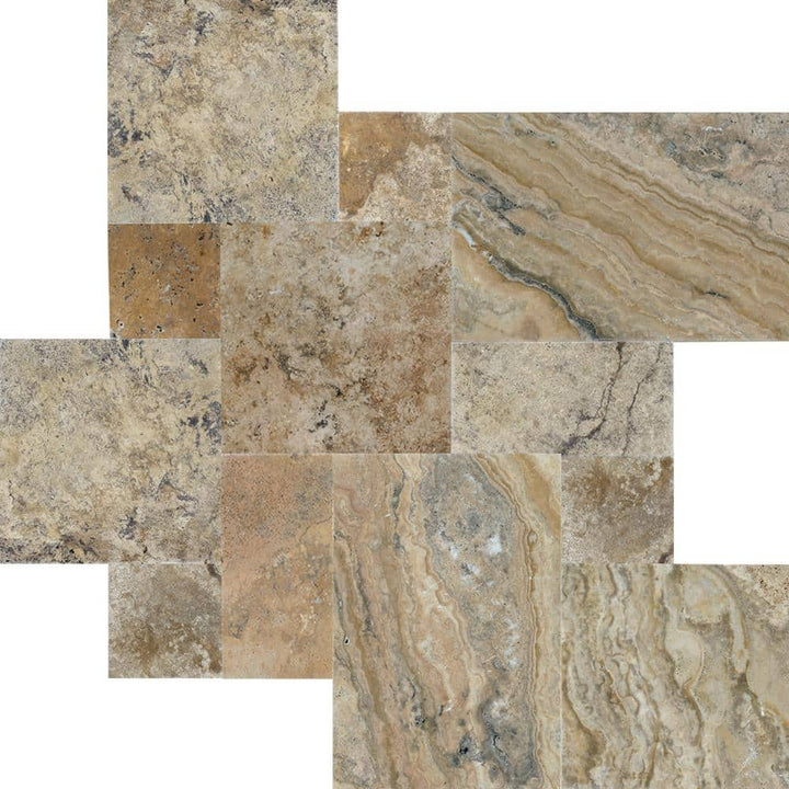 MSI Porcini Gold 10 Piece Tumbled Travertine Paver Tile Kit (30 Kits / 480 Sq. ft. / Pallet)