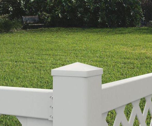 5 in. x 5 in. White Vinyl Pyramid Fence Post Cap - Super Arbor