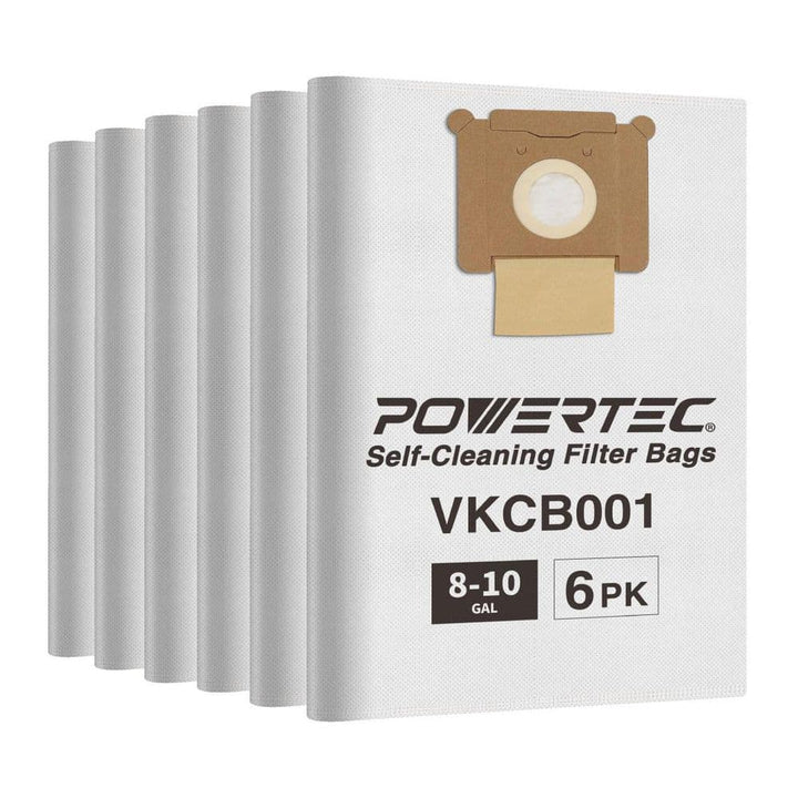 POWERTEC Shop Vacuum Bags for Vacmaster VKCB001, Replacement Fleece Filter Bags for Vacmaster VK811PH, VK1011SIWTH Dust Bag, 6PK