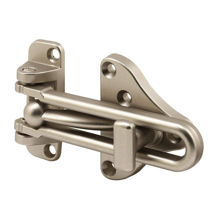 3-7/8 in. Hinged Bar Lock High Security Door Guard, Diecast Zinc, Satin Nickel Plated Finish