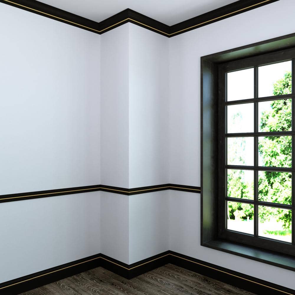 Ornamental Mouldings Haute Gold Rope 1/2 in. x 4-1/2 in. x 8 ft. Primed Wood Crown Moulding