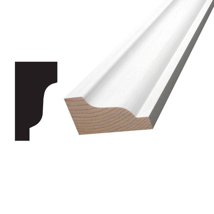 Alexandria Moulding 1-1/4 in. D x 2-1/4 in. W x 96 in. L Pine Wood Finger-Joint Crown Moulding Pack (4-Pack)