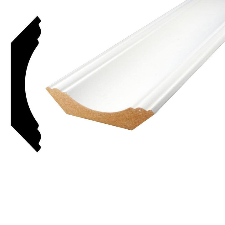 Alexandria Moulding 1 in. D x 4-1/2 in. W x 96 in. L MDF Primed White Crown Moulding Pack (4-Pack)