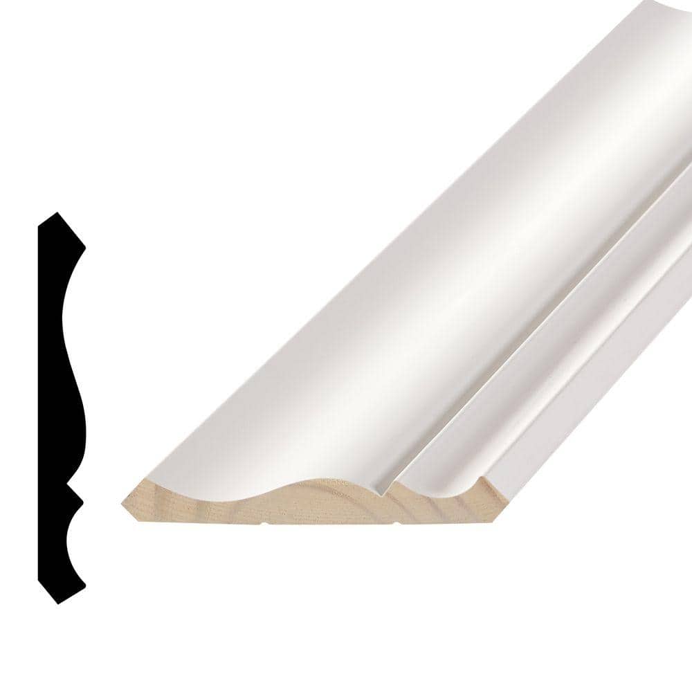 Alexandria Moulding 9/16 in. x 4−5/8 in. Primed Finger Jointed Wood Crown Moulding (Sold by Linear Foot)