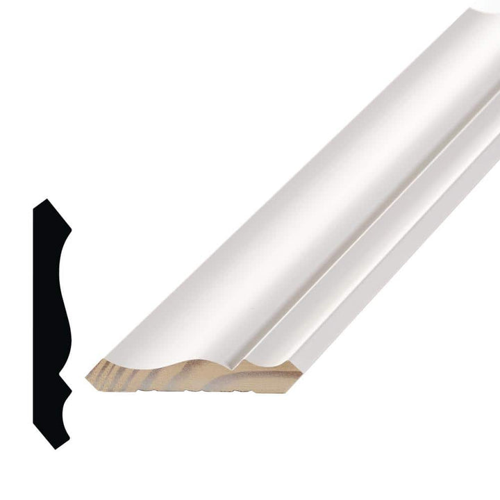Alexandria Moulding 9/16 in. D x 3-5/8 in. W x 96 in. L Pine Wood Finger-Joint Crown Moulding Pack (8-Pack)