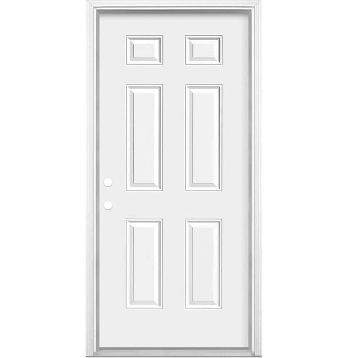 Masonite 30 in. x 80 in. 6-Panel Right-Hand Inswing Primed Steel Prehung Front Exterior Door, No Brickmold