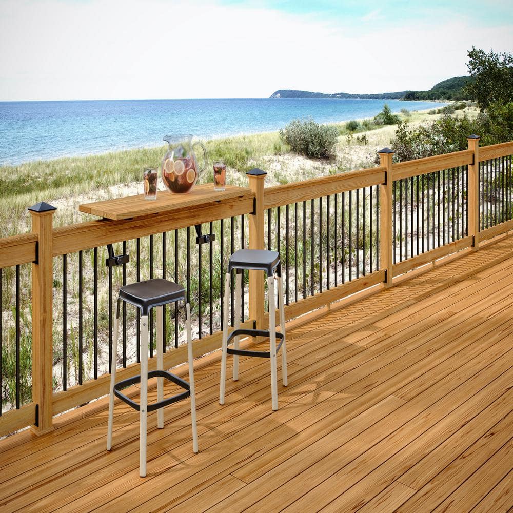 ProWood 8 ft. Aluminum Cedar-Tone Southern Yellow Pine Deck Railing Kit