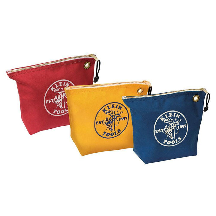 Klein Tools Assorted Canvas Zipper Tool Bags, No. 8 Canvas, 10 x 8 x 3.5 in, 3-Pack (5539CPAK)