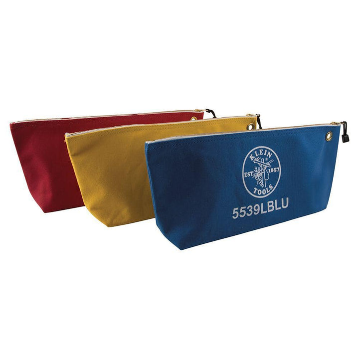 Klein Tools 18 in. Canvas Zipper Tool Bags, Assorted Colors (Red/Yellow/Blue), 3-Pack