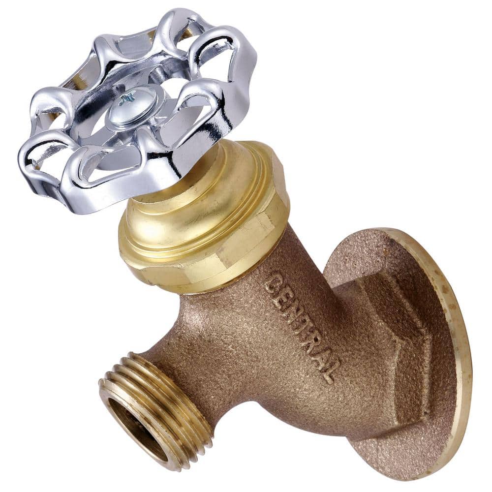 Central Brass Single-Handle Wall Mounted Lawn Utility Faucet in Rough Brass
