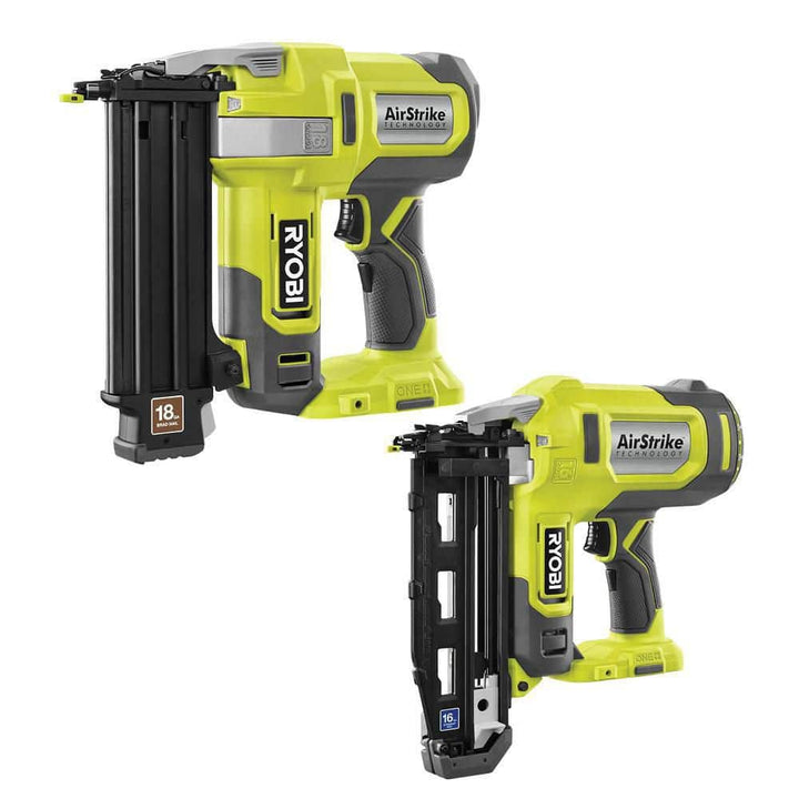 RYOBI ONE+ 18V Cordless AirStrike 18-Gauge Brad Nailer & 16-Gauge Straight Finish Nailer (2-Tool Combo Kit, Tools Only)