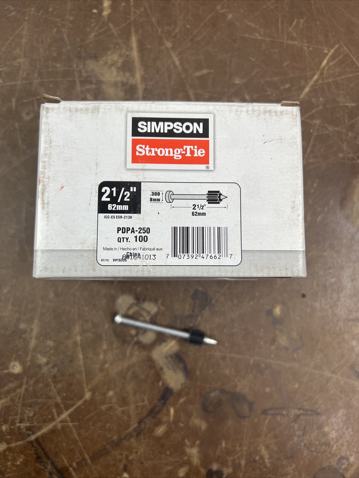 Simpson Powder Drive Pins .157" x 2 to 1/2" 100/Pack