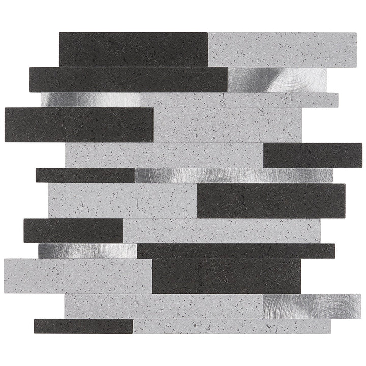 Bond Tile Easy Luxe Metalway Gray 11.81 in. x 11.81 in. SPC Peel and Stick Tile (0.96 Sq. Ft. / Sheet)