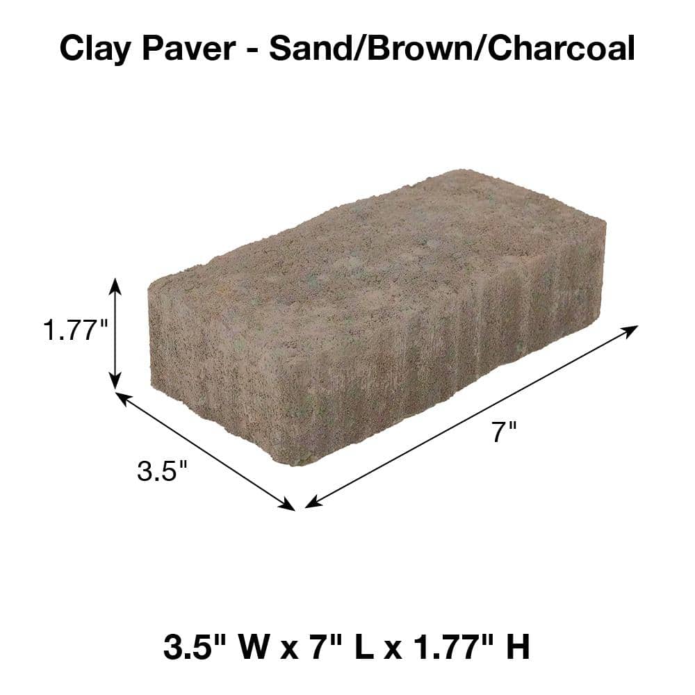 Pavestone Clayton 7 in. L x 3.5 in. W x 1.77 in. H Sand/Brown/Charcoal Blend Concrete Paver (840-Pieces/143 sq. ft./Pallet)