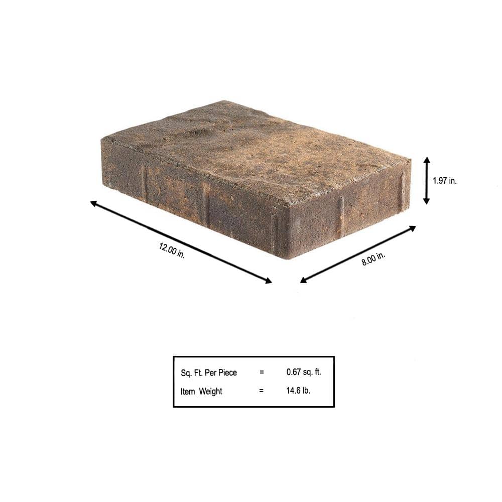 Pavestone Taverna Rec 11.81 in. L x 7.87 in. W x 1.9 in. H Sand Brown Charcoal Concrete Paver (192-Piece/124 sq. ft./pallet)