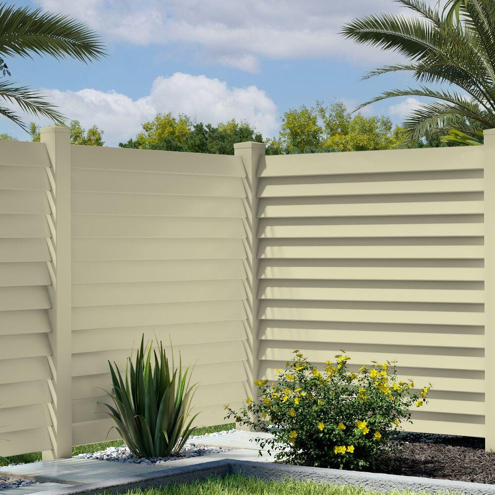 Louvered 6 in. x 6 in. Sand Vinyl New England Fence Post Top