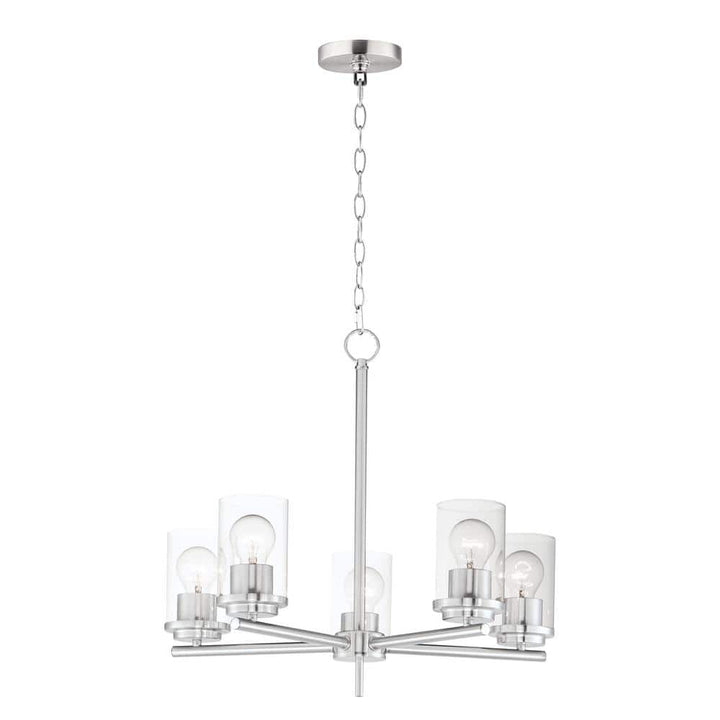 Maxim Lighting Corona 5-Light Gray Chandelier, Satin Nickel, Clear Glass Shades