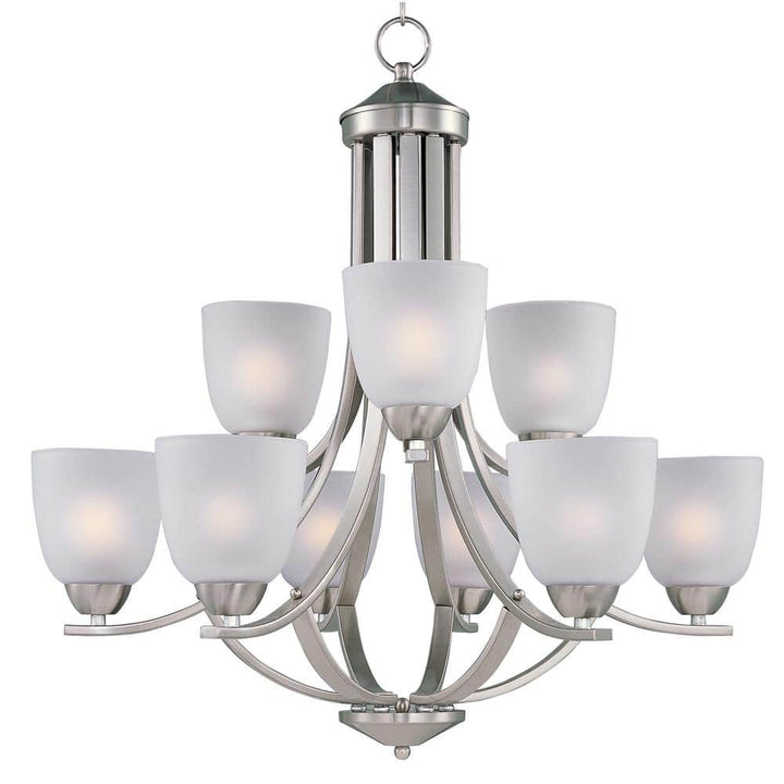 Maxim Lighting Axis 9-Light Satin Nickel Chandelier with Frosted Shade