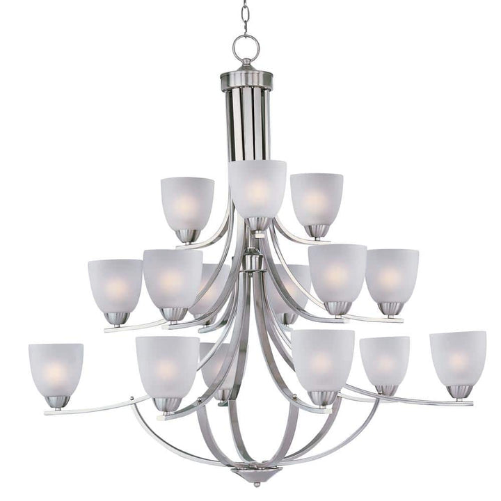 Maxim Lighting Axis 15-Light Satin Nickel Chandelier with Frosted Shade