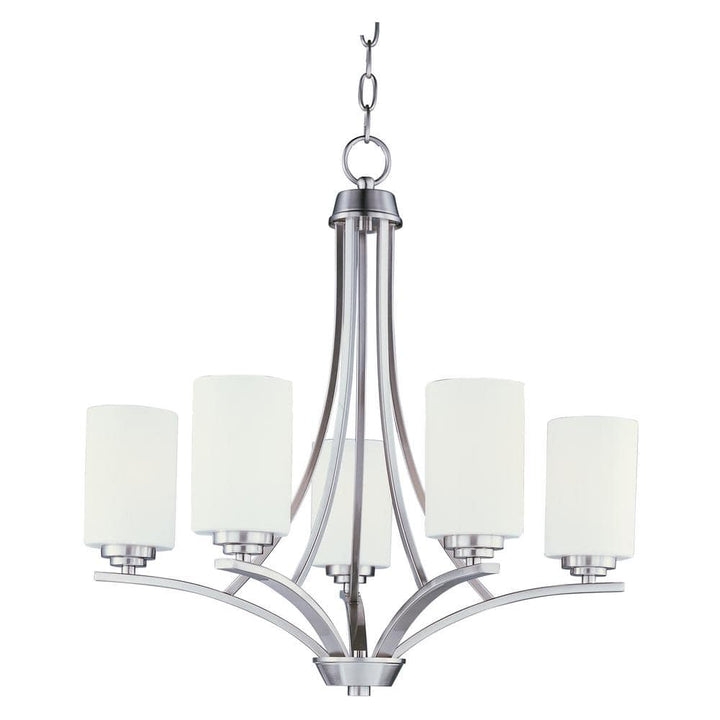Maxim Lighting Deven 5-Light Satin Nickel Chandelier with White Shade