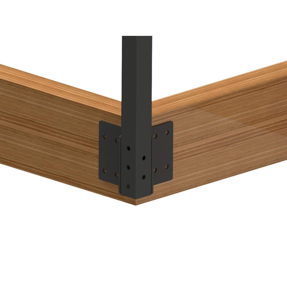 RDI Metal Works Excalibur 52 in. Galvanized and Powder Coated Steel Post Fascia Mount, Satin Black Without Brackets