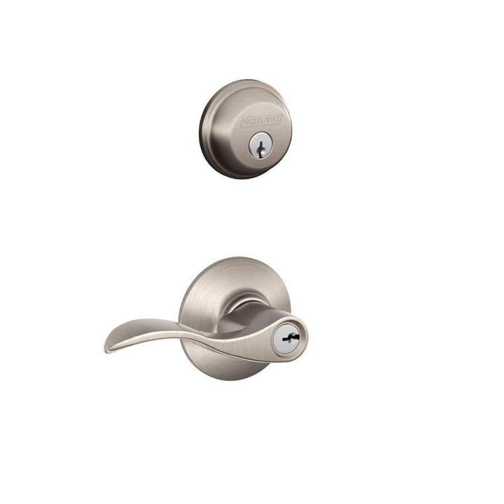 Schlage Accent Satin Nickel Single Cylinder Deadbolt and Entry Door Lever Combo Pack