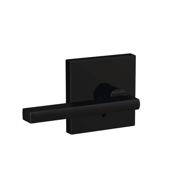 Schlage Custom Latitude Matte Black Interior Door Lever with Collins Trim (Combined Passage/Privacy)