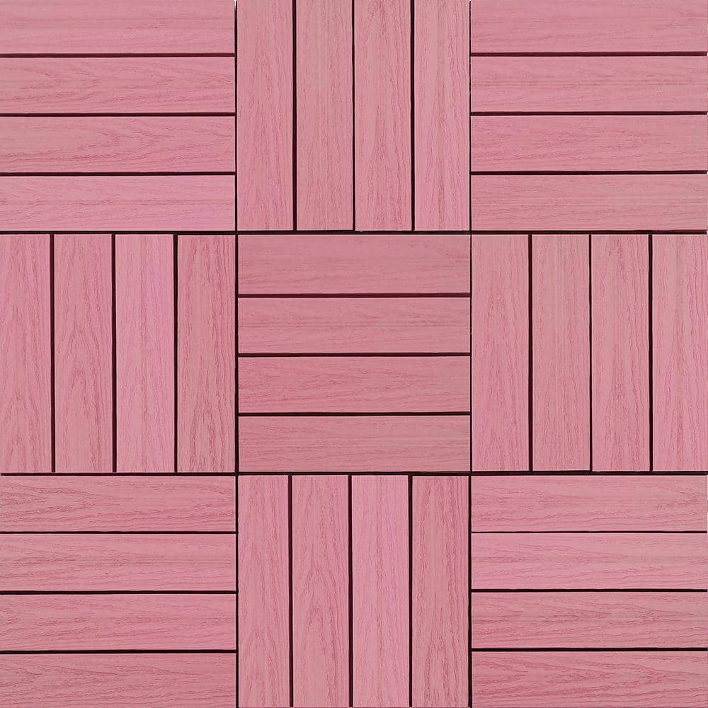 NewTechWood UltraShield Naturale 1 ft. x 1 ft. Quick Deck Outdoor Composite Deck Tile in Seoul Pink (10 sq. ft. Per Box)