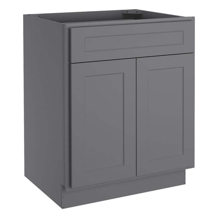 HOMEIBRO 27 in.W x 24 in.D x 34.5 in.H in Shaker Gray Plywood Ready to Assemble Base Kitchen Cabinet with 1-Drawer 2-Doors