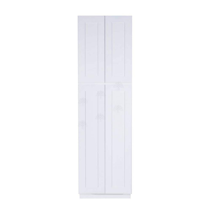 LIFEART CABINETRY Lancaster White Plywood Shaker Stock Assembled Tall Pantry Kitchen Cabinet 30 in. W x 96 in. H x 27 in. D