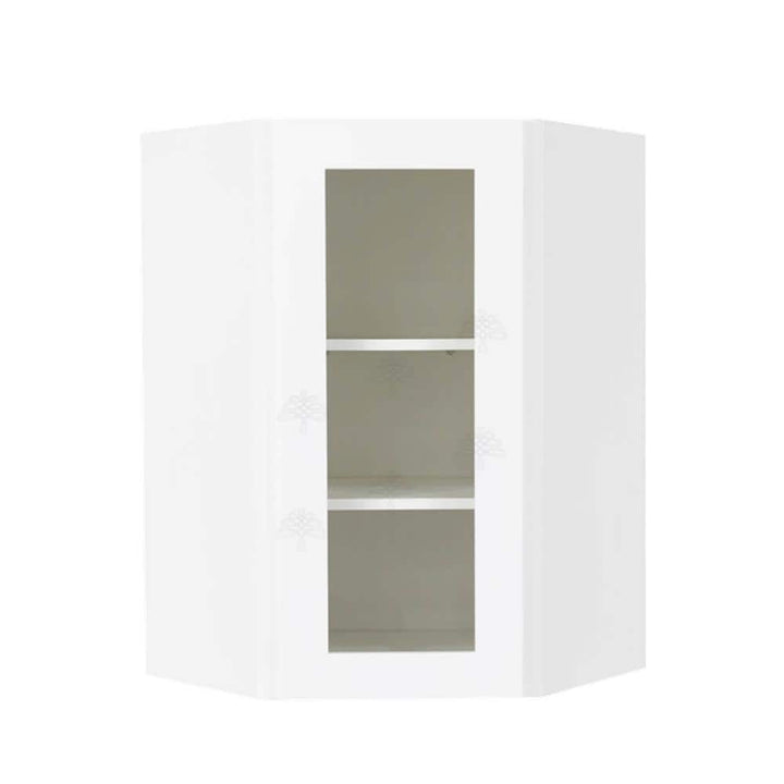 LIFEART CABINETRY Lancaster White Plywood Shaker Stock Assembled Wall Diagonal Glass Door Kitchen Cabinet 24 in. W x 36 in. H x 15 in. D
