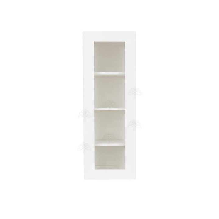 LIFEART CABINETRY Lancaster White Plywood Shaker Stock Assembled Wall Glass Door Kitchen Cabinet 15 in. W x 42 in. H x 12 in. D