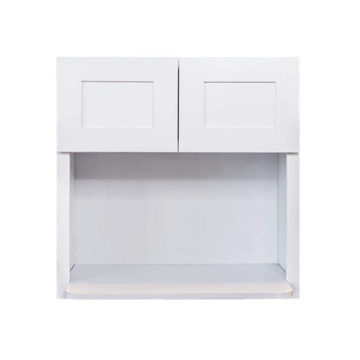 LIFEART CABINETRY Lancaster White Plywood Shaker Stock Assembled Wall Microwave Kitchen Cabinet 30 in. W x 42 in. H x 12 in. D