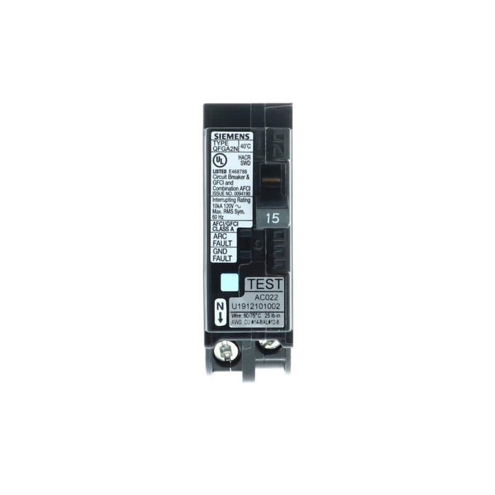Siemens 15 Amp 1-Pole Dual Function (CAFCI/GFCI) Plug-On Neutral Circuit Breaker