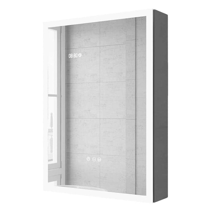 HMMHVV 20 in. W x 28 in. H Rectangular Aluminum Left Surface Mount Smart LED Lighted Wall Bathroom Medicine Cabinet with Mirror