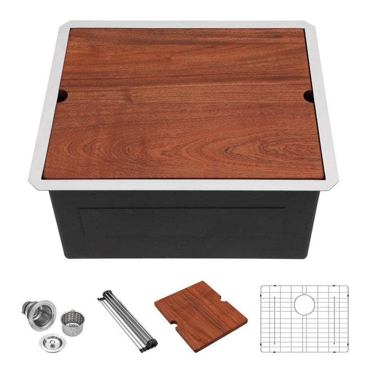 LORDEAR 23x19 Stainless Steel Undermount Utility Sink - Silver