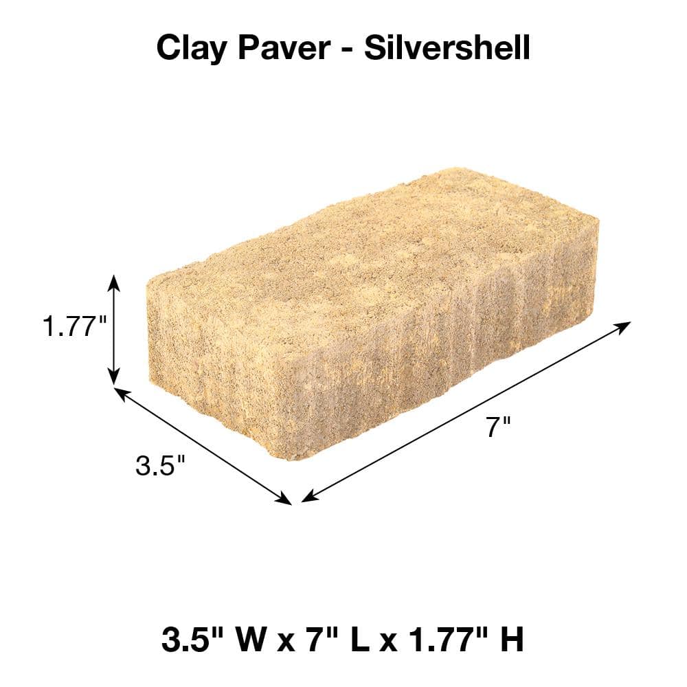 Pavestone Clayton 7 in. L x 3.5 in. W x 1.77 in. H Silver Shell Concrete Paver (840-Pieces/143 sq. ft./Pallet)