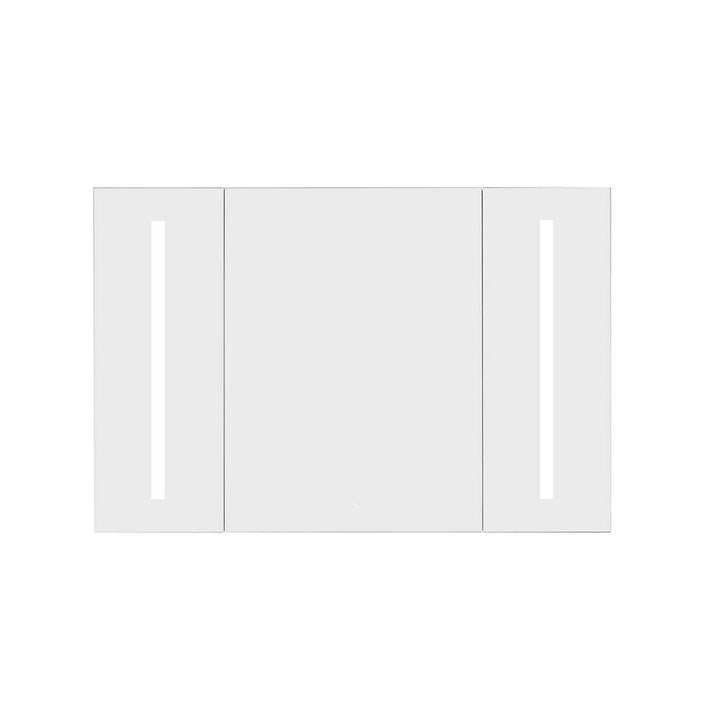 ROSWELL Rieti 48 in. W x 32 in. L Rectangular Surface-Mount LED Glass Surface Mount Medicine Cabinet with Mirror in Silver