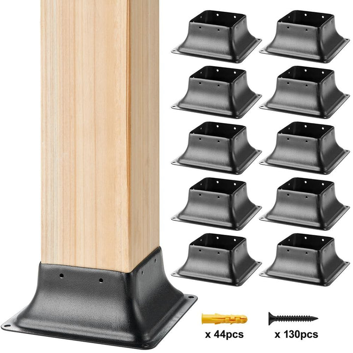 SKYSHALO Post Base 4 x 4 in. 10 Pcs Internal 3.6 x 3.6 in. Heavy Duty Powder-Coated Steel Post Bracket for Standard Wood Anchor