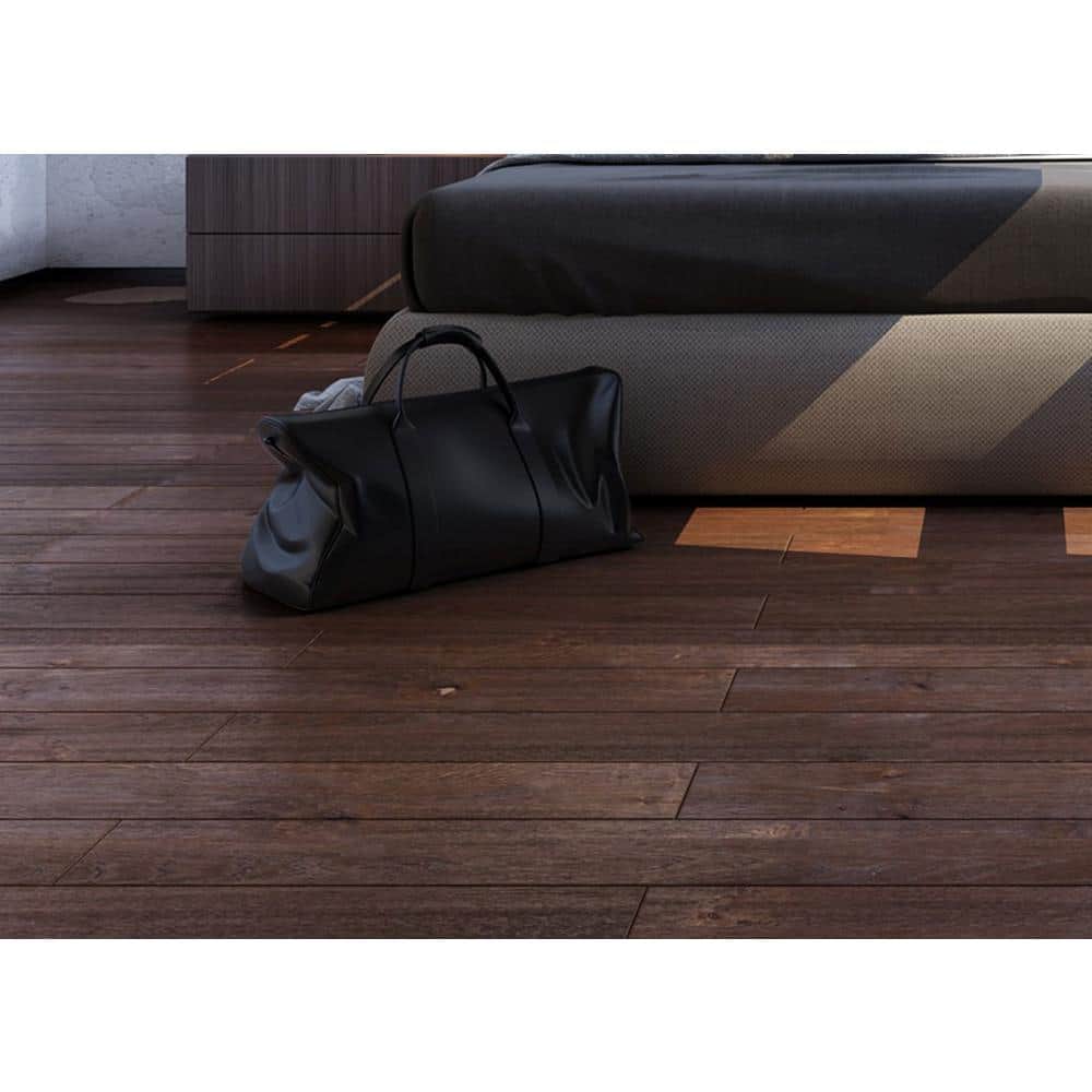 NATU Smoked French Oak 3/8 in. T x 7.5 in. W Click Lock Wire Brushed Engineered Hardwood Flooring (19.4 sq.ft./case)