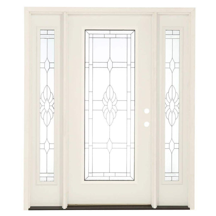 67.5 in. x 81.625 in. Sapphire Patina Full Lite Unfinished Smooth Left-Hand Fiberglass Prehung Front Door with Sidelites