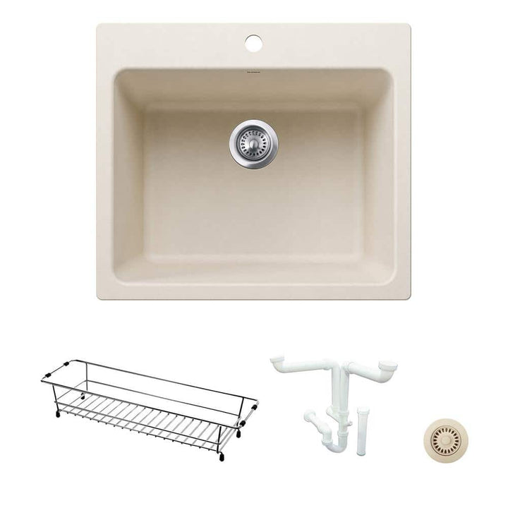 Blanco Liven 25" Granite Laundry Utility Sink Kit in Soft White