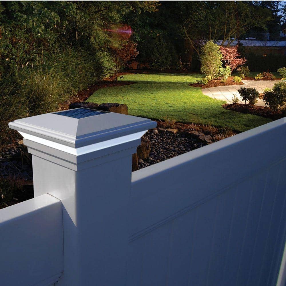 Veranda 5 in. x 5 in. Vinyl Solar-Powered Contemporary Beveled Post Cap