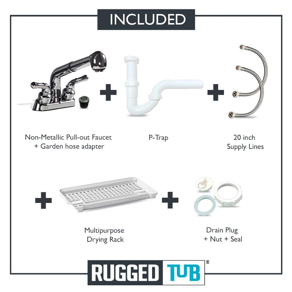 RUGGED TUB 24 in. x 22 in. Granite Freestanding Utility Laundry Sink with Pullout Faucet
