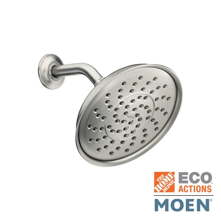 Moen Brecklyn 1‑Spray 9 in. Single Wall‑Mount Fixed Rain Shower Head in Spot Resist Brushed Nickel (SRN)