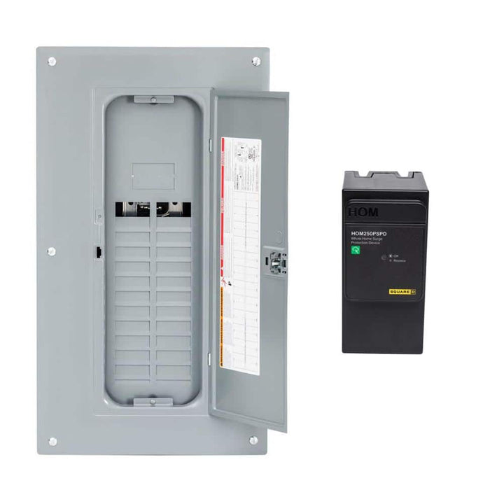 Square D Homeline 225 Amp 40-Space 80-Circuit Indoor Main Lug Qwik-Grip Plug-On Neutral Load Center with Ground Bar, Surge SPD